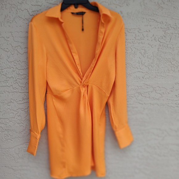 Zara orange satin mini dress - Picture 5 of 12